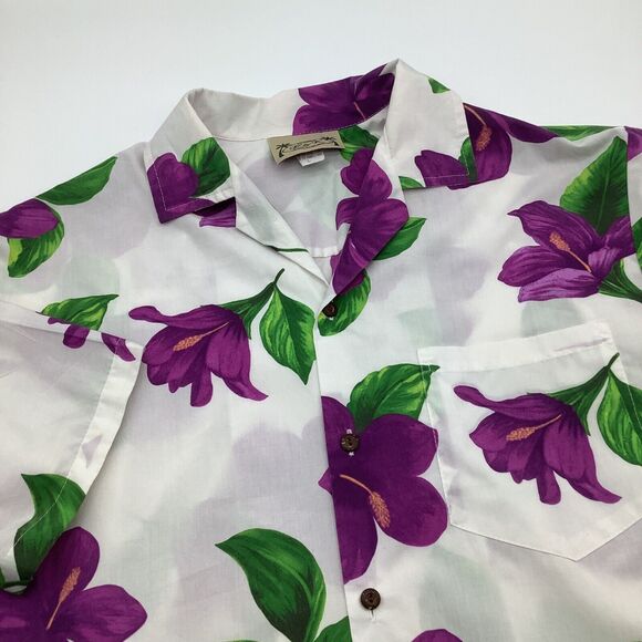 F & K Fashion Mens Short Sleeve Button Up Vintage Hawaiian Shirt Size Large - Picture 1 of 5